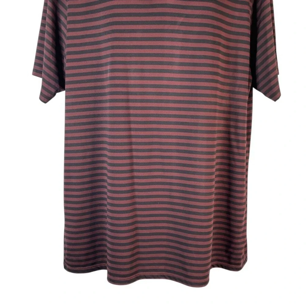 Nike Golf Shirt Men's Sz 2XL Black Rust Striped Dri-Fit Performance Polo Tagless